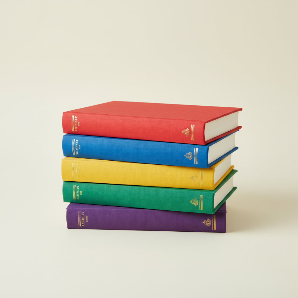Stack of hardcover books for sale